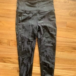 Leather (faux) camo leggings